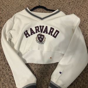 Women's Champion Harvard Crimson Cropped Pullover Sweatshirt